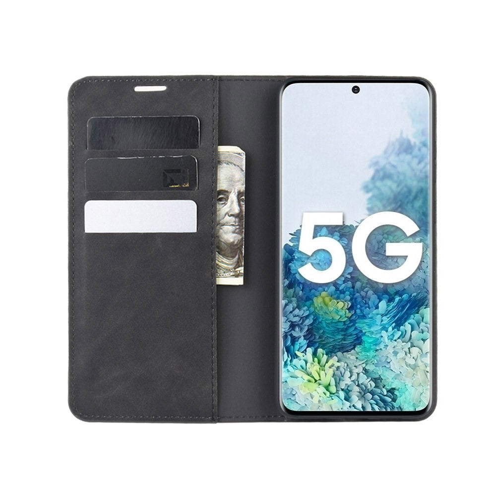  Samsung Galaxy S20 FE - Silkeslent Läderfodral - Svart