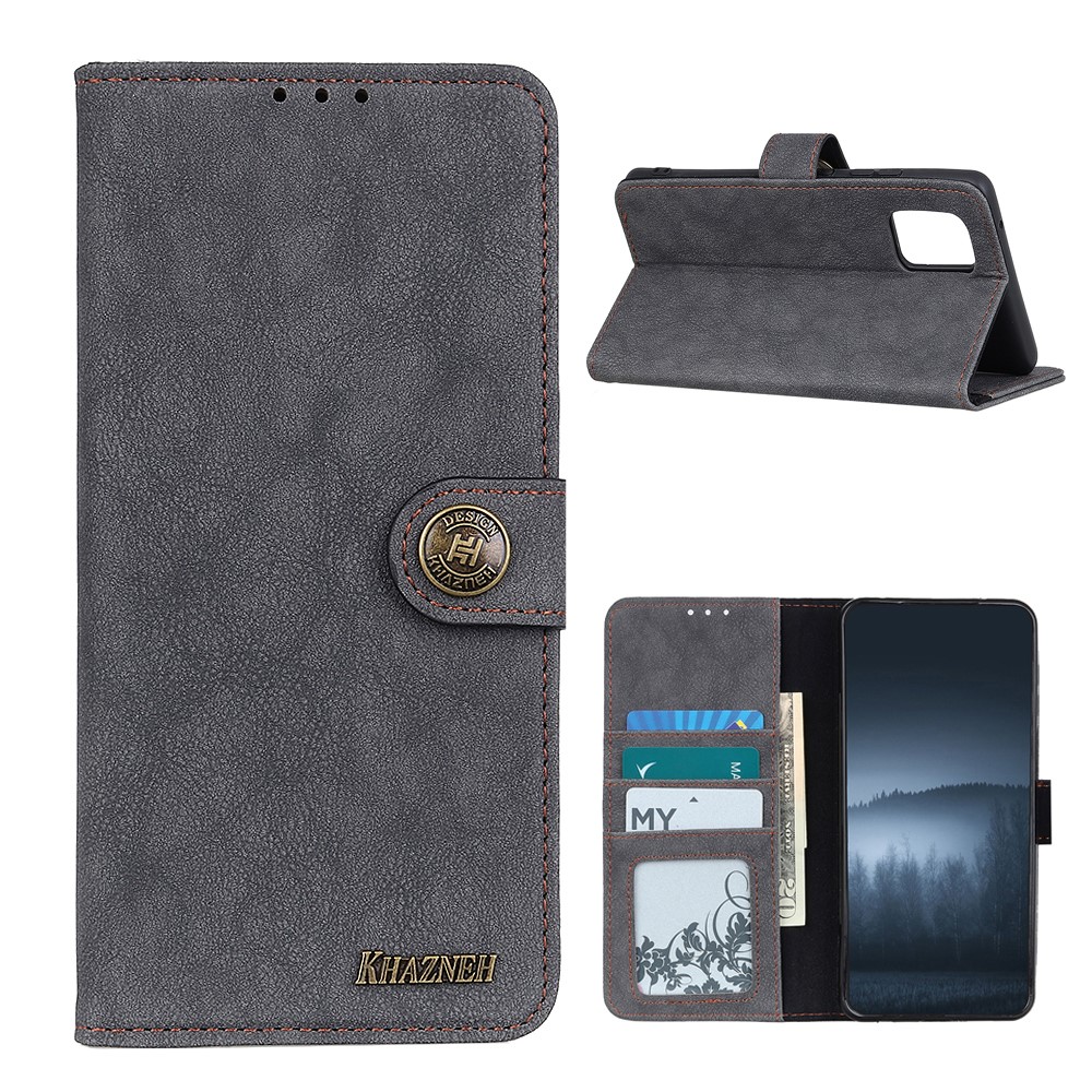 KHAZNEH Xiaomi Mi 10T / 10T Pro - KHAZNEH Retro Split Läder Fodral - Svart