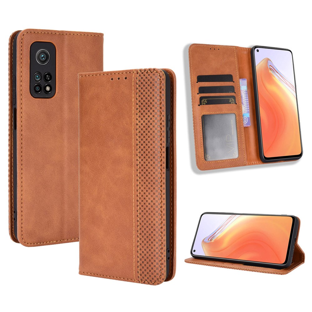  Xiaomi Mi 10T / 10T Pro - Retro Flip Fodral - Brun