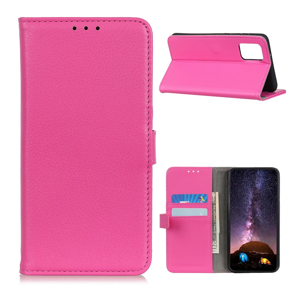  OnePlus 8T / 8T+ - Litchi Läder Fodral - Rosa