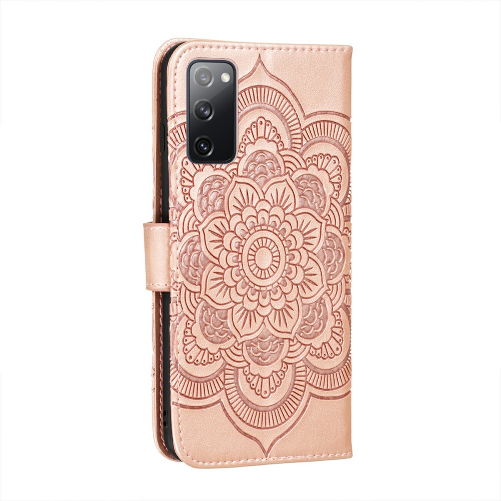  Samsung Galaxy S20 FE - Mandala Läder Fodral - Roséguld