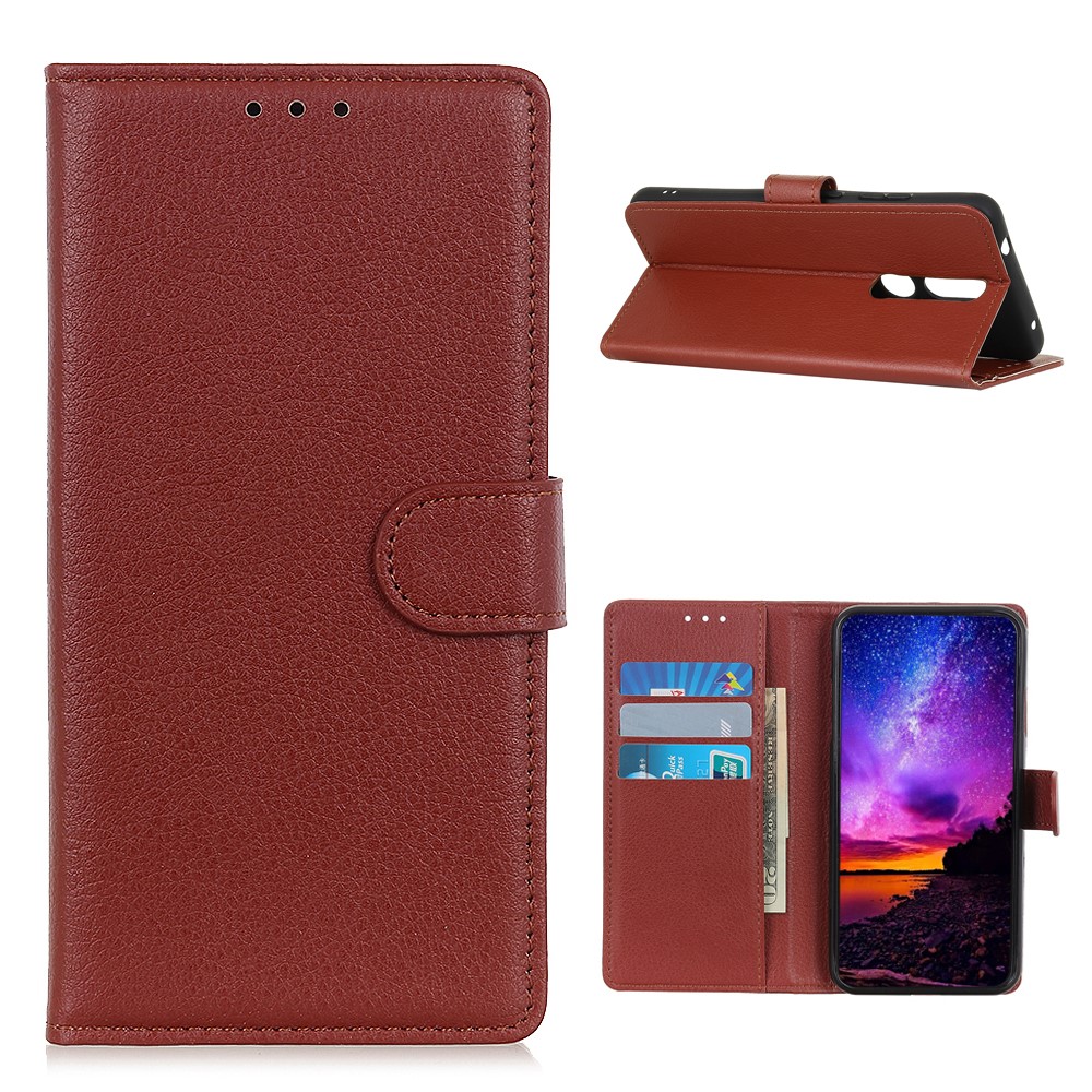  Nokia 2.4 - Litchi Läder Fodral - Brun