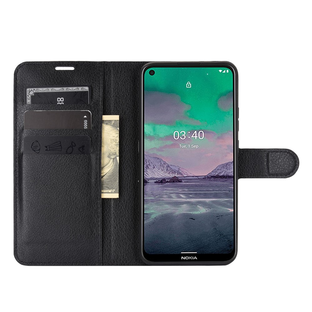  Nokia 3.4 - Litchi Läder Fodral - Svart