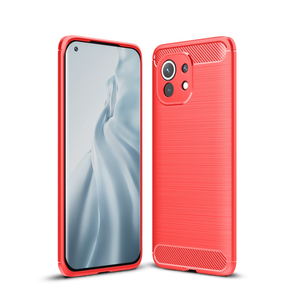  Xiaomi Mi 11 - Borstad Stål Textur - Röd