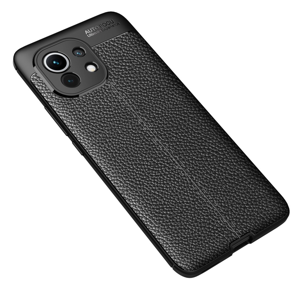  Xiaomi Mi 11 - Litchi Textur Skal - Svart