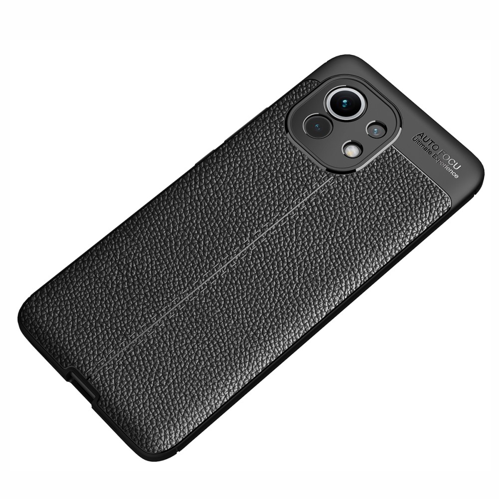  Xiaomi Mi 11 - Litchi Textur Skal - Svart