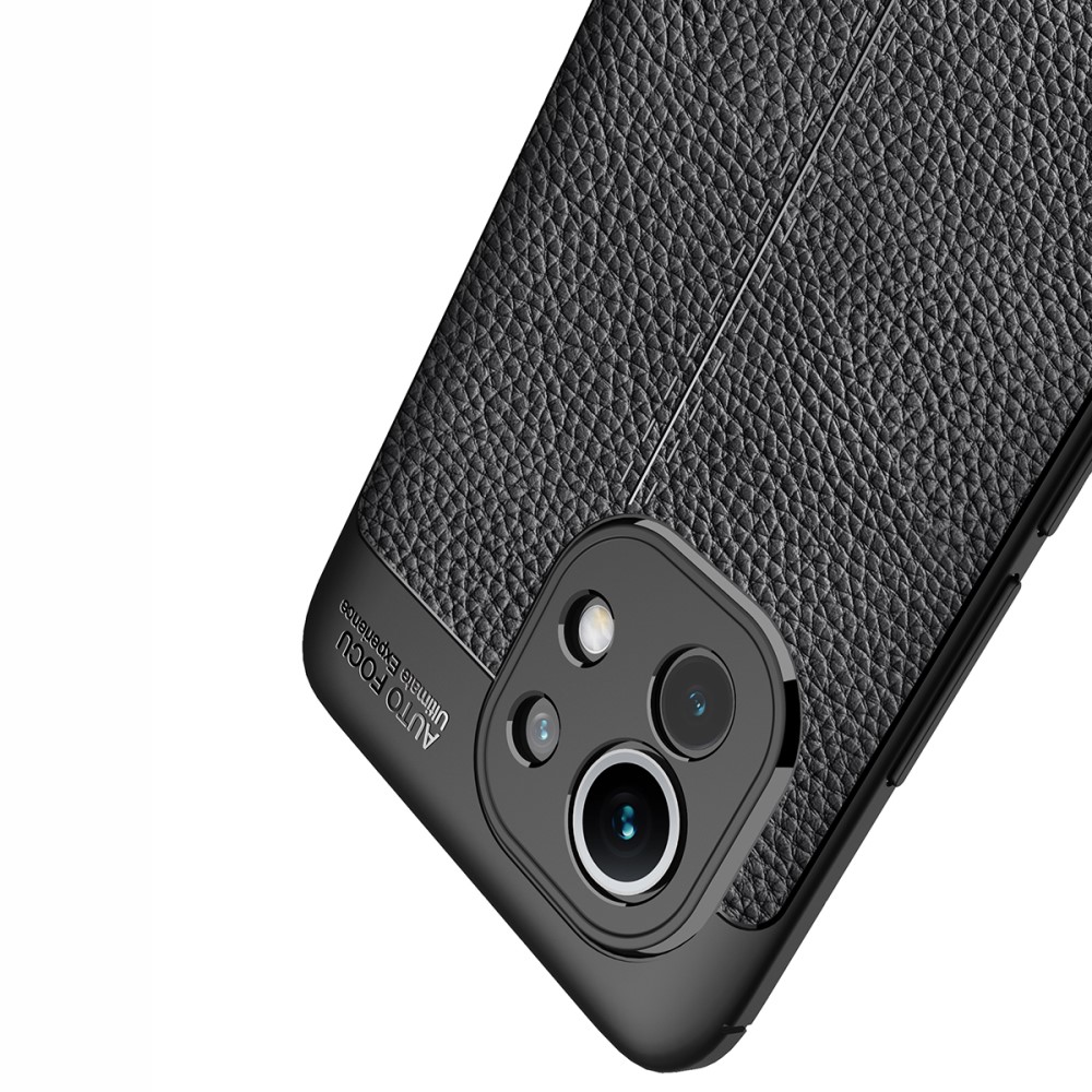  Xiaomi Mi 11 - Litchi Textur Skal - Svart