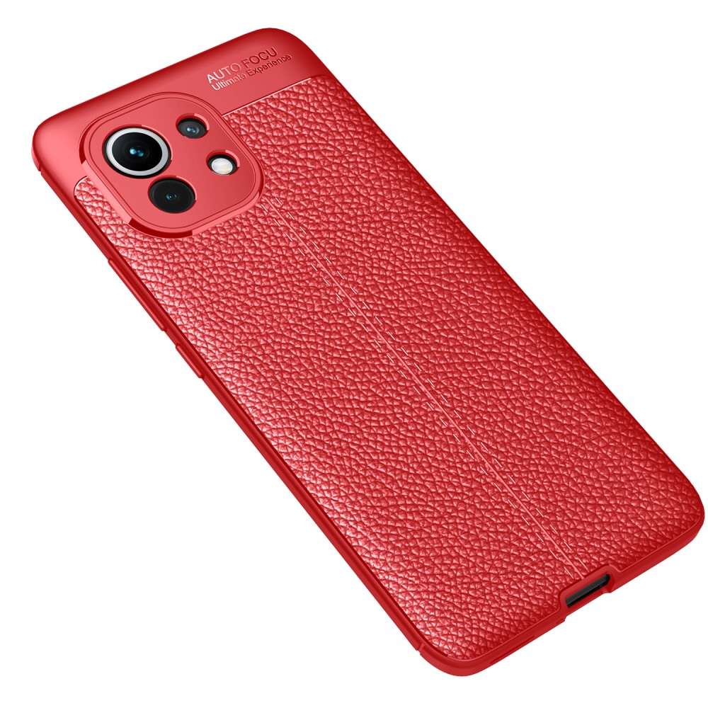  Xiaomi Mi 11 - Litchi Textur Skal - Röd