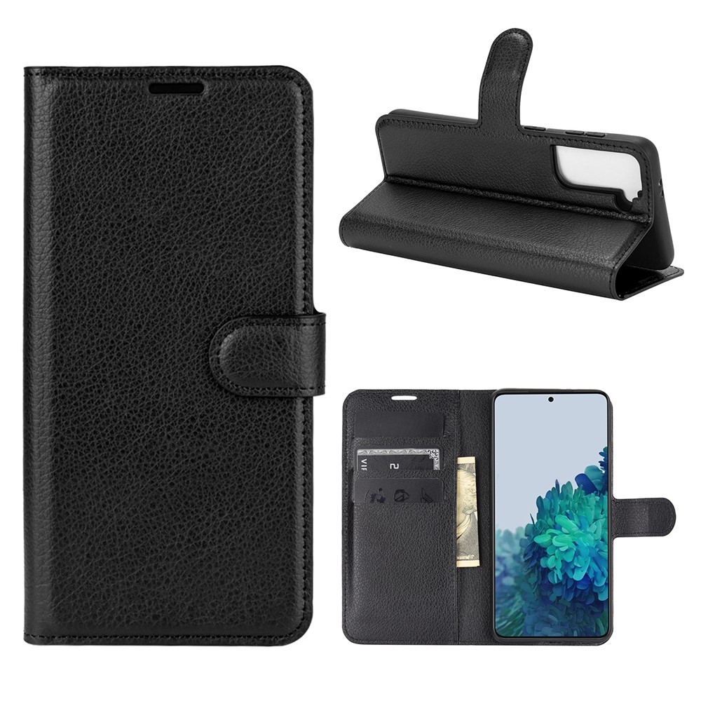  Samsung Galaxy S21 - Litchi Plånboksfodral - Svart