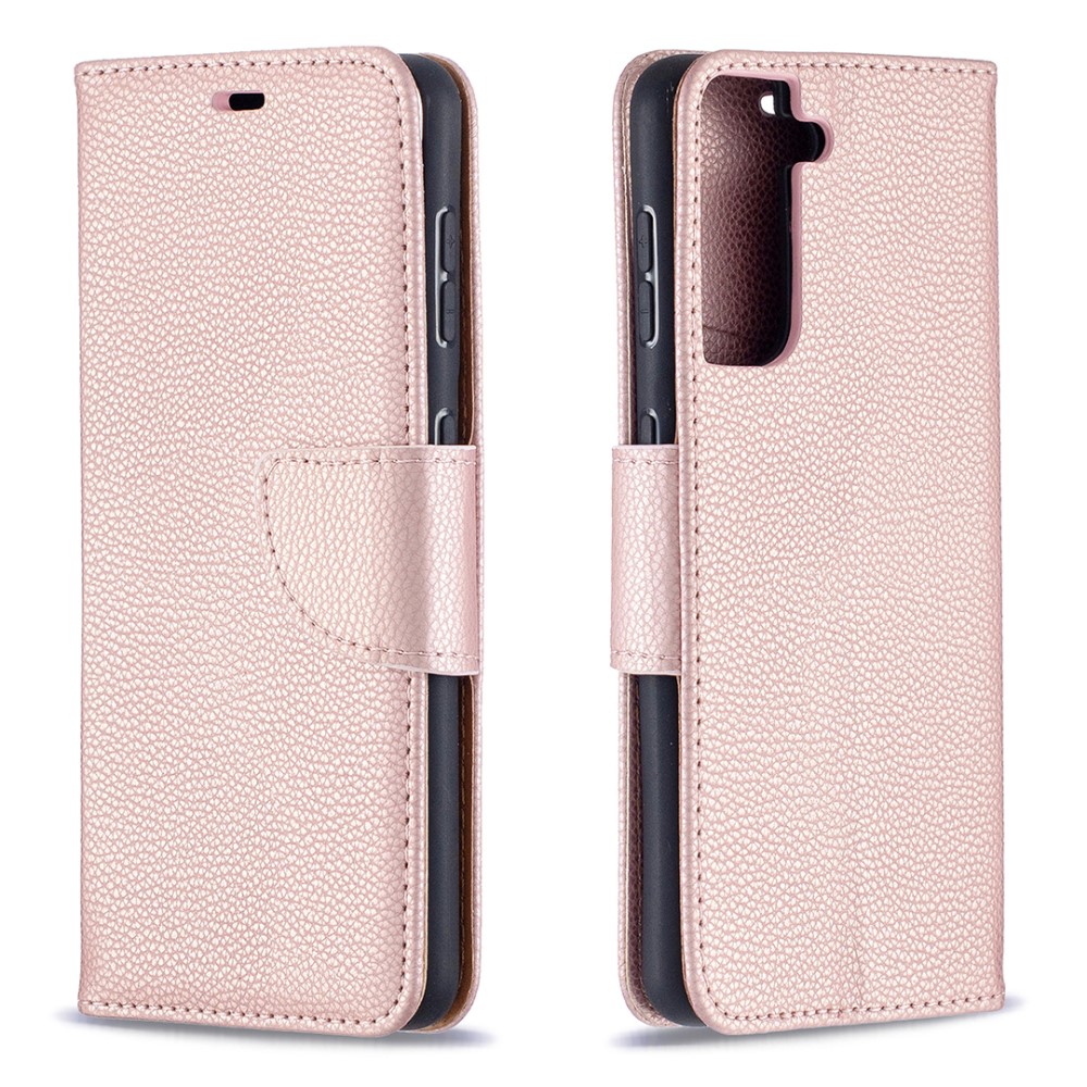  Samsung Galaxy S21 - Litchi Plånboksfodral - Roséguld