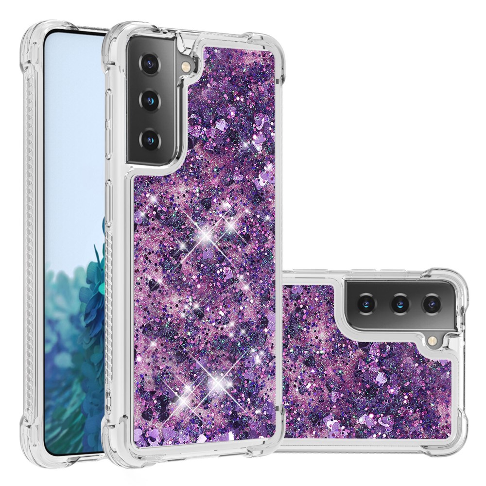  Samsung Galaxy S21 - Shockproof Quicksand Skal - Lila