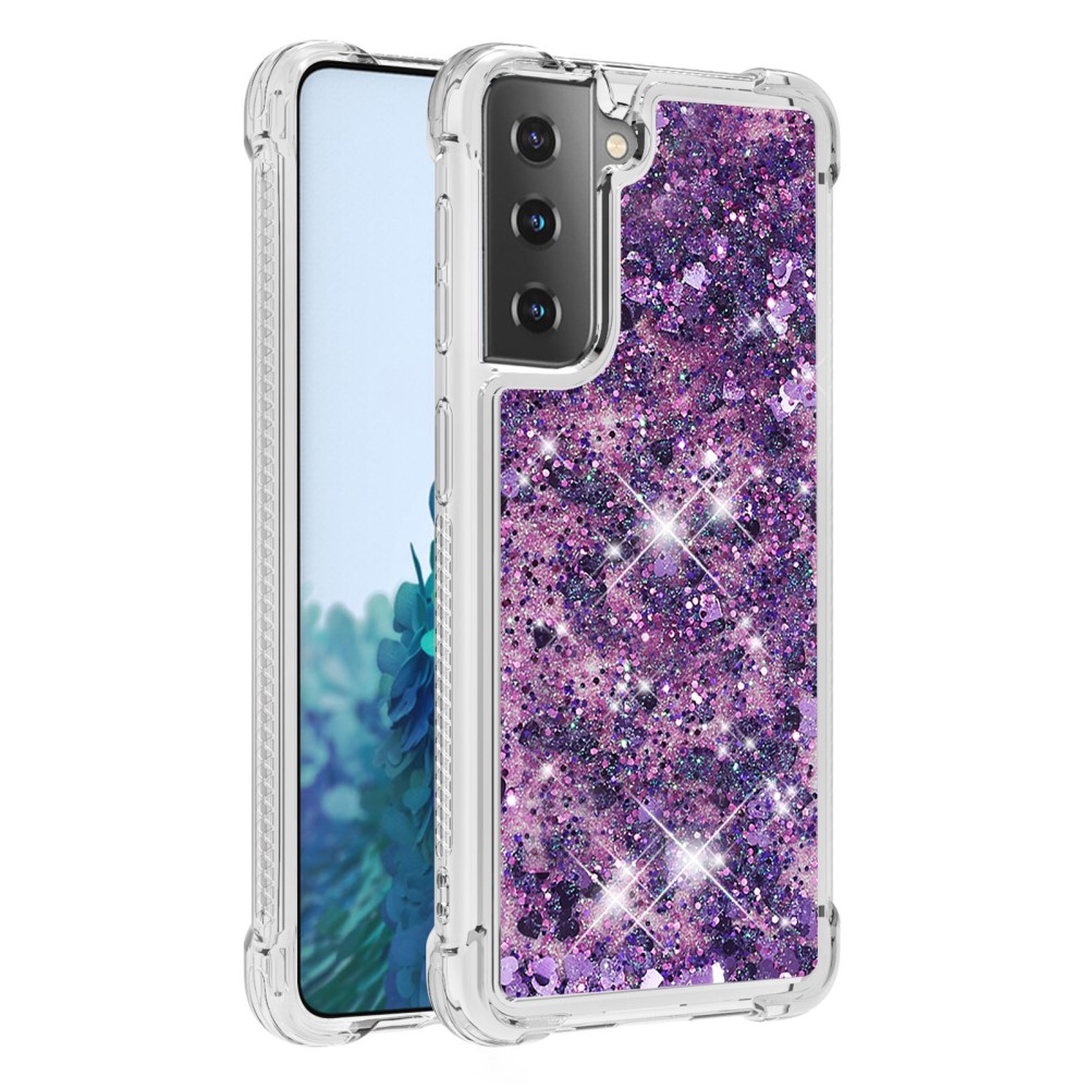  Samsung Galaxy S21 - Shockproof Quicksand Skal - Lila