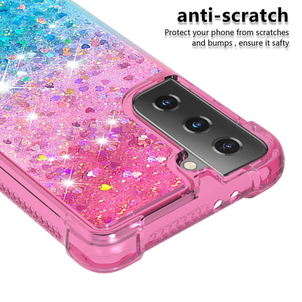  Samsung Galaxy S21 - Shockproof Quicksand Skal - Rosa/Blå