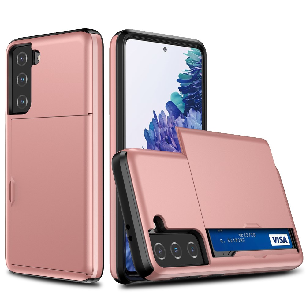  Samsung Galaxy S21 - Hybrid Skal Med Kortfack - Roséguld