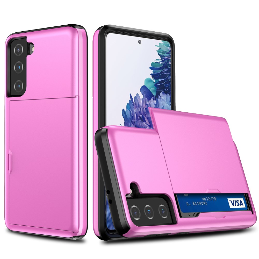  Samsung Galaxy S21 - Hybrid Skal Med Kortfack - Rosa