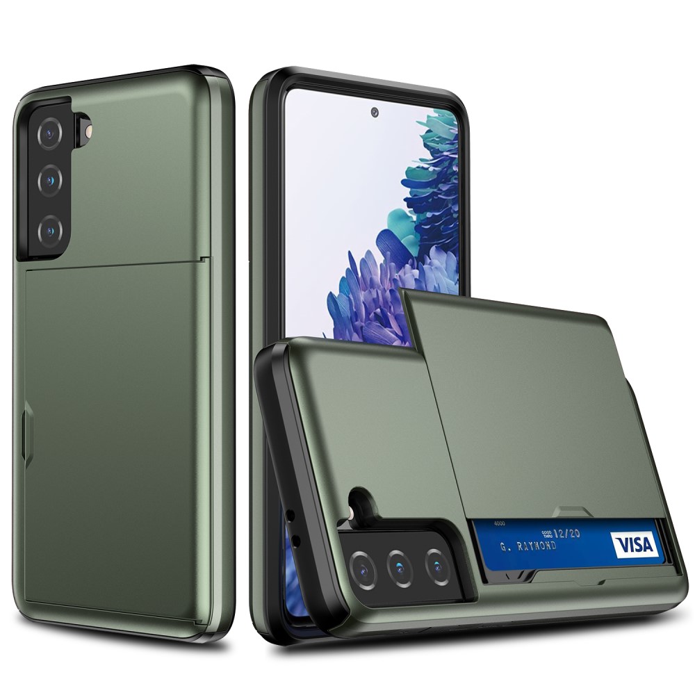  Samsung Galaxy S21 - Hybrid Skal Med Kortfack - Grön