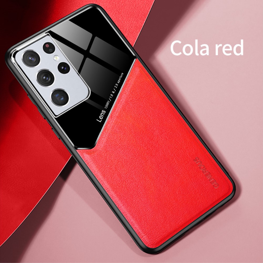  Samsung Galaxy S21 Ultra - Hybrid Skal Med Inbyggd Magnetplatta - Röd