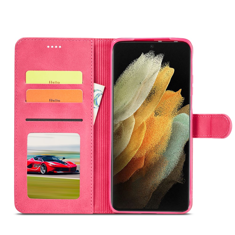 LC.IMEEKE Samsung Galaxy S21 Ultra - LC.IMEEKE Läder Fodral - Rosa