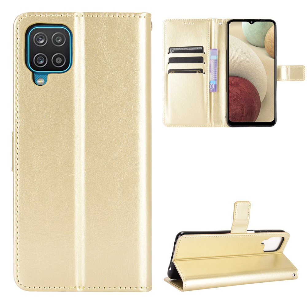  Samsung Galaxy A12 - Crazy Horse Fodral - Guld