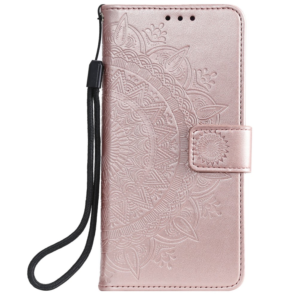  Samsung Galaxy A02s - Mandala Läder Fodral - Roséguld