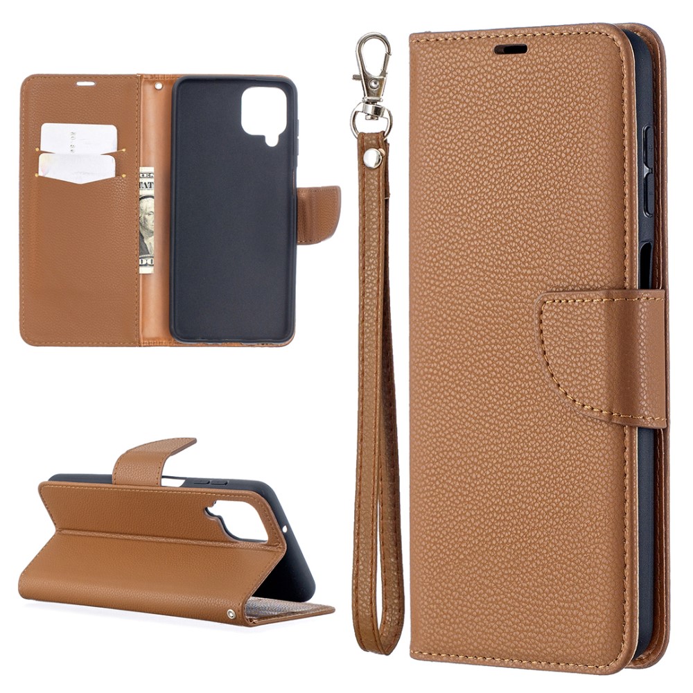  Samsung Galaxy A12 - Litchi Shark Fodral - Brun