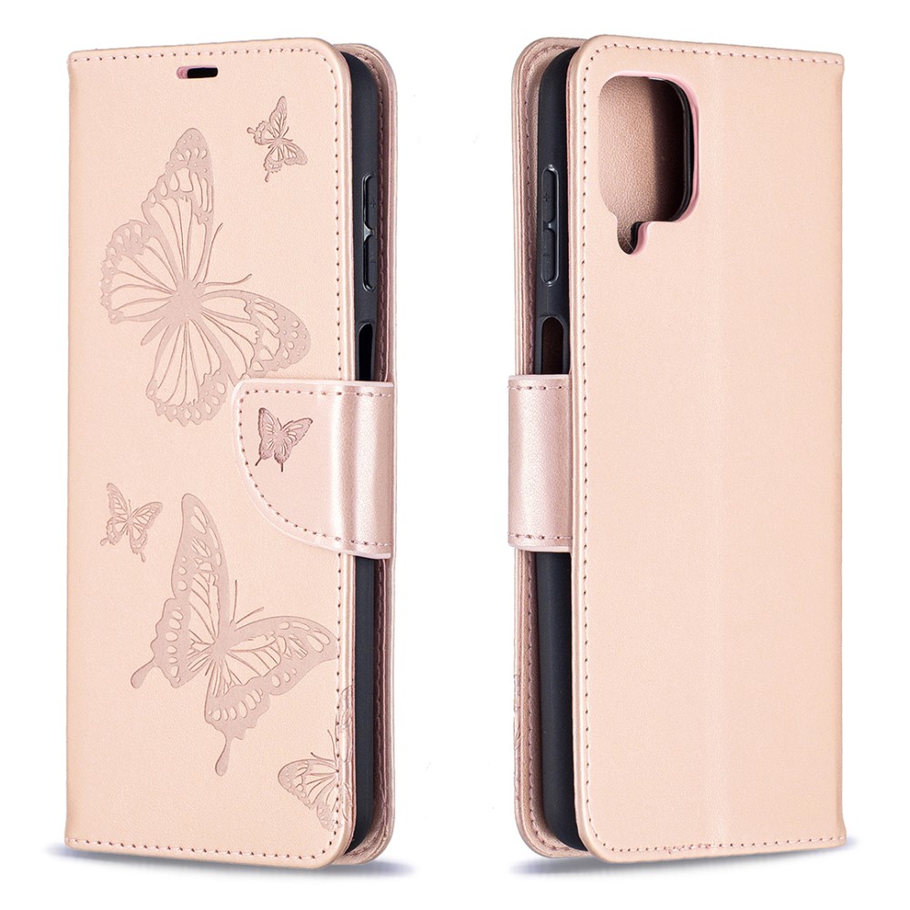  Samsung Galaxy A12 - Butterfly Plånboksfodral - Roséguld