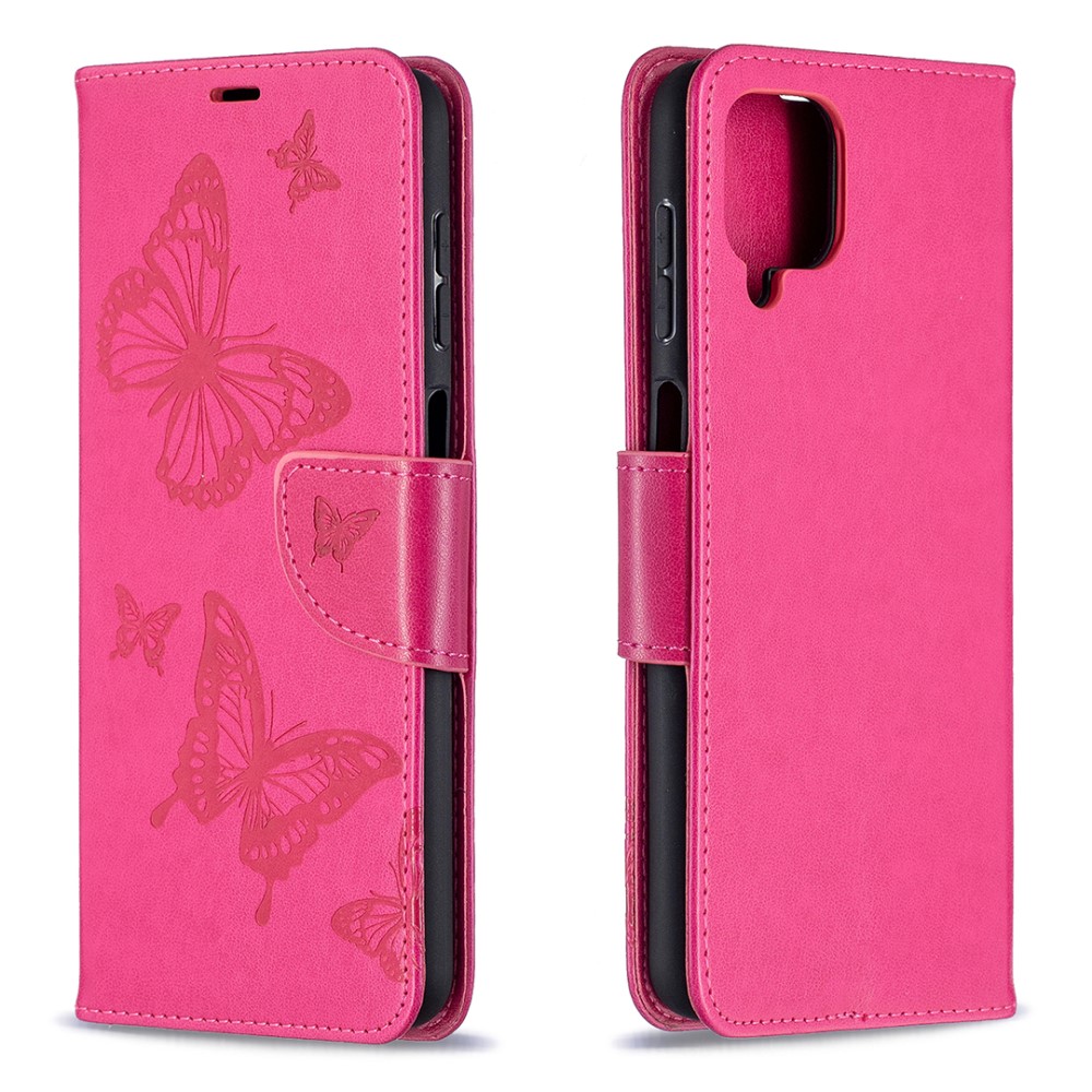  Samsung Galaxy A12 - Butterfly Plånboksfodral - Rosa