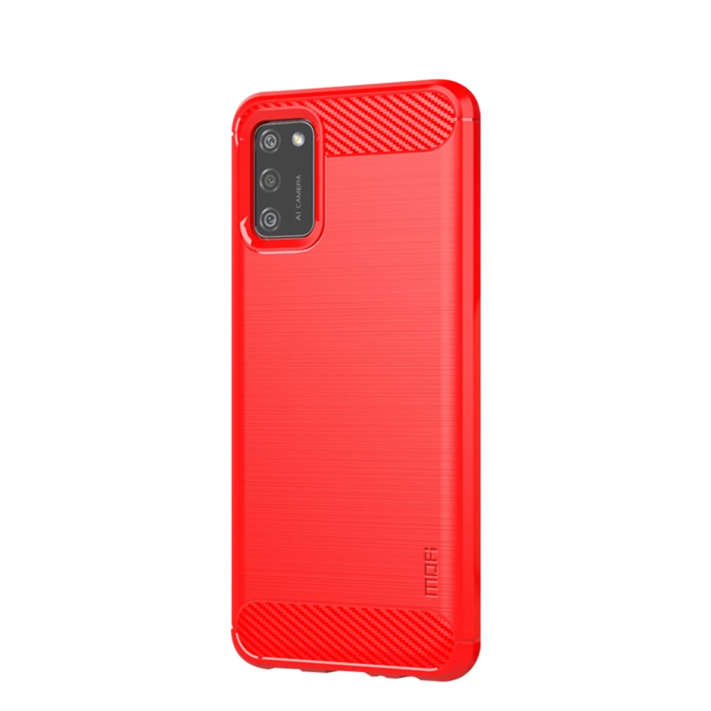 MOFI Samsung Galaxy A02s - MOFI Borstad Stål Textur Skal - Röd