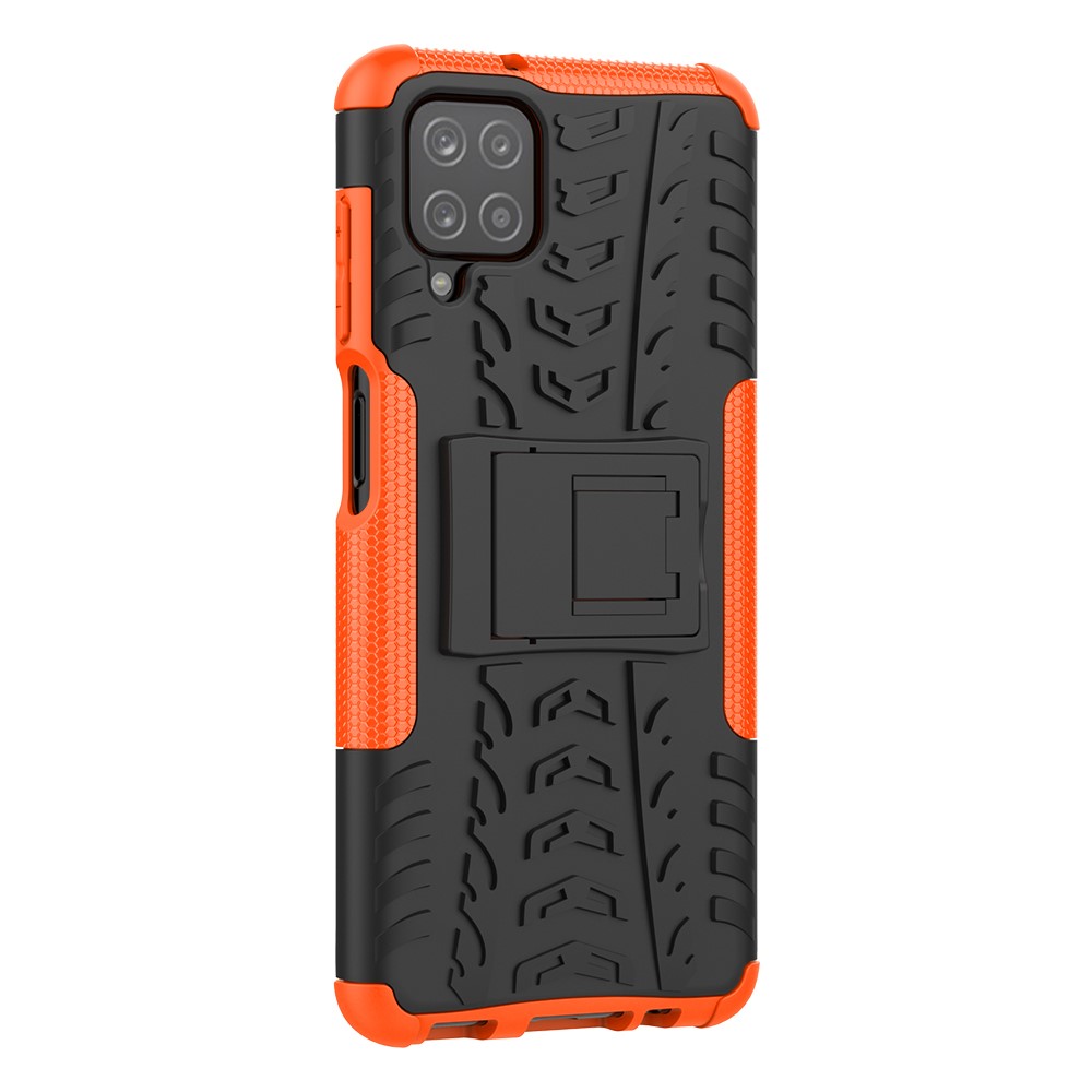  Samsung Galaxy A12 - Ultimata Stöttåliga Skalet med Stöd - Orange