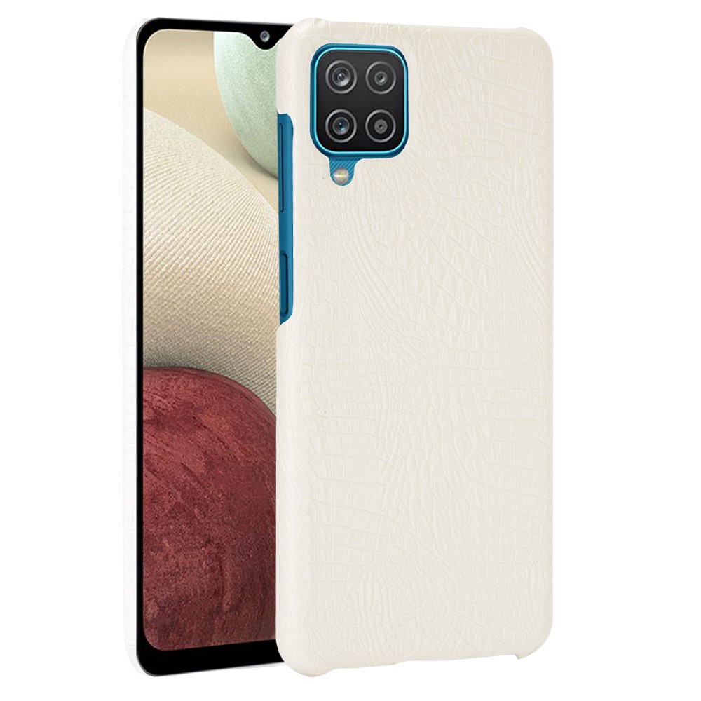  Samsung Galaxy A12 - Krokodil Textur Läder Skal - Vit