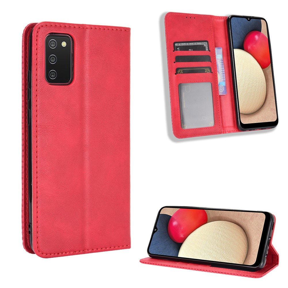  Samsung Galaxy A02s - Retro Läder Flip Fodral - Röd