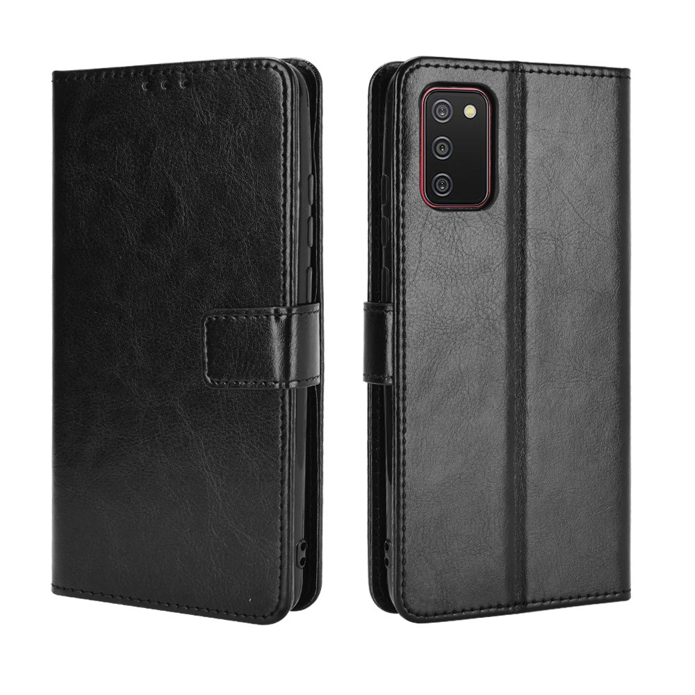  Samsung Galaxy A02s - Crazy Horse Läder Fodral - Svart