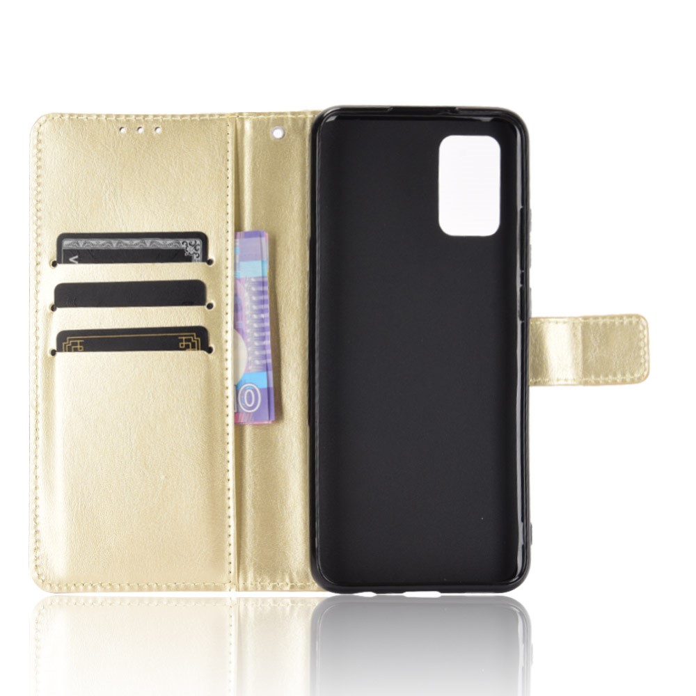  Samsung Galaxy A02s - Crazy Horse Läder Fodral - Guld