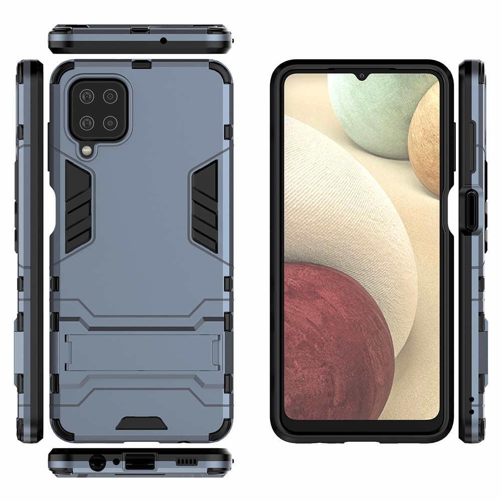  Samsung Galaxy A12 - Hybrid Skal Med Kickstand - Blå