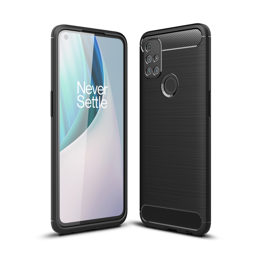  OnePlus Nord N10 5G - Borstad Stål Textur Skal - Svart