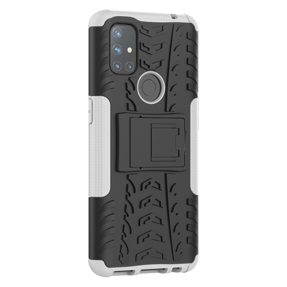  OnePlus Nord N10 5G - Ultimata Stöttåliga Skalet med Stöd - Vit