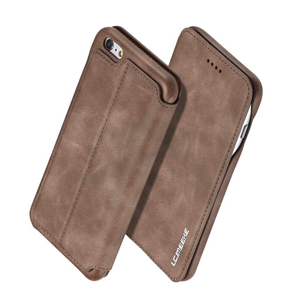 LC.IMEEKE iPhone 6/6S - LC.IMEEKE Retro Läder Fodral - Brun