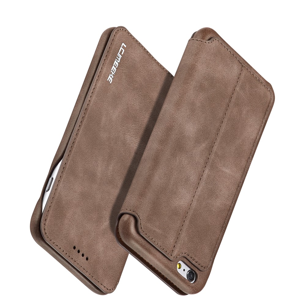 LC.IMEEKE iPhone 6/6S - LC.IMEEKE Retro Läder Fodral - Brun