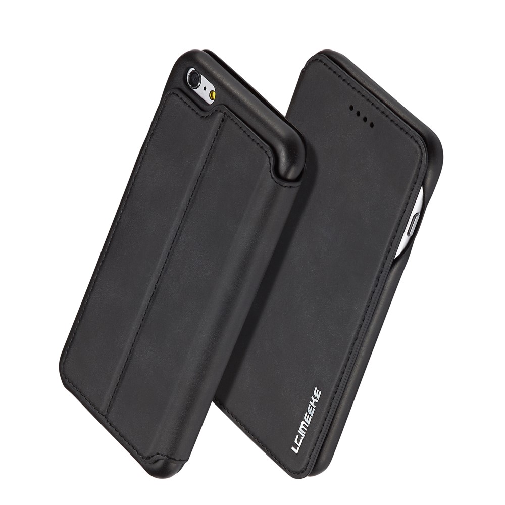 LC.IMEEKE iPhone 6/6S Plus - LC.IMEEKE Retro Läder Fodral - Svart