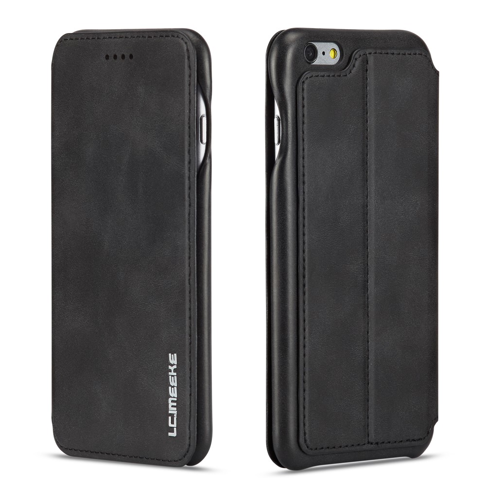 LC.IMEEKE iPhone 6/6S Plus - LC.IMEEKE Retro Läder Fodral - Svart