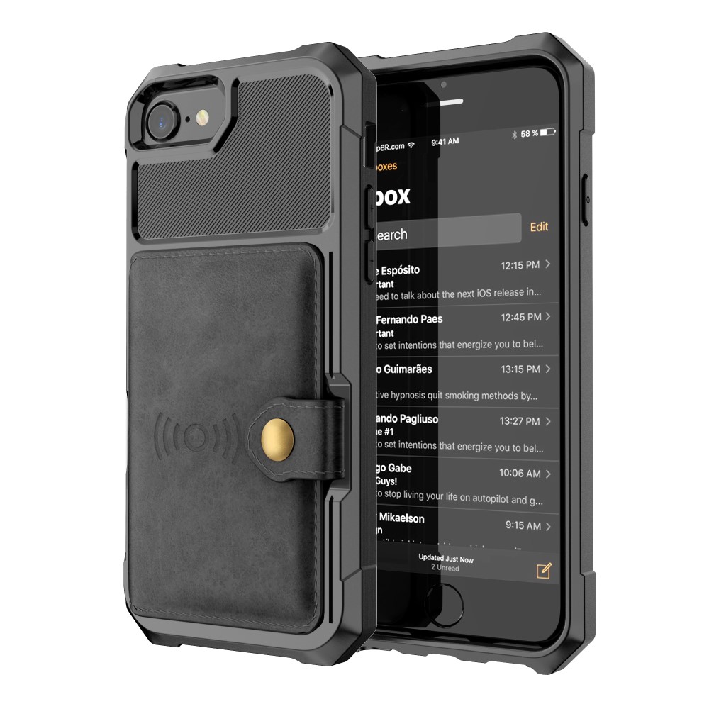  iPhone 6/6S/7/8/SE (2020/2022) - Skal Med Magnetiskt Plånbok - Svart