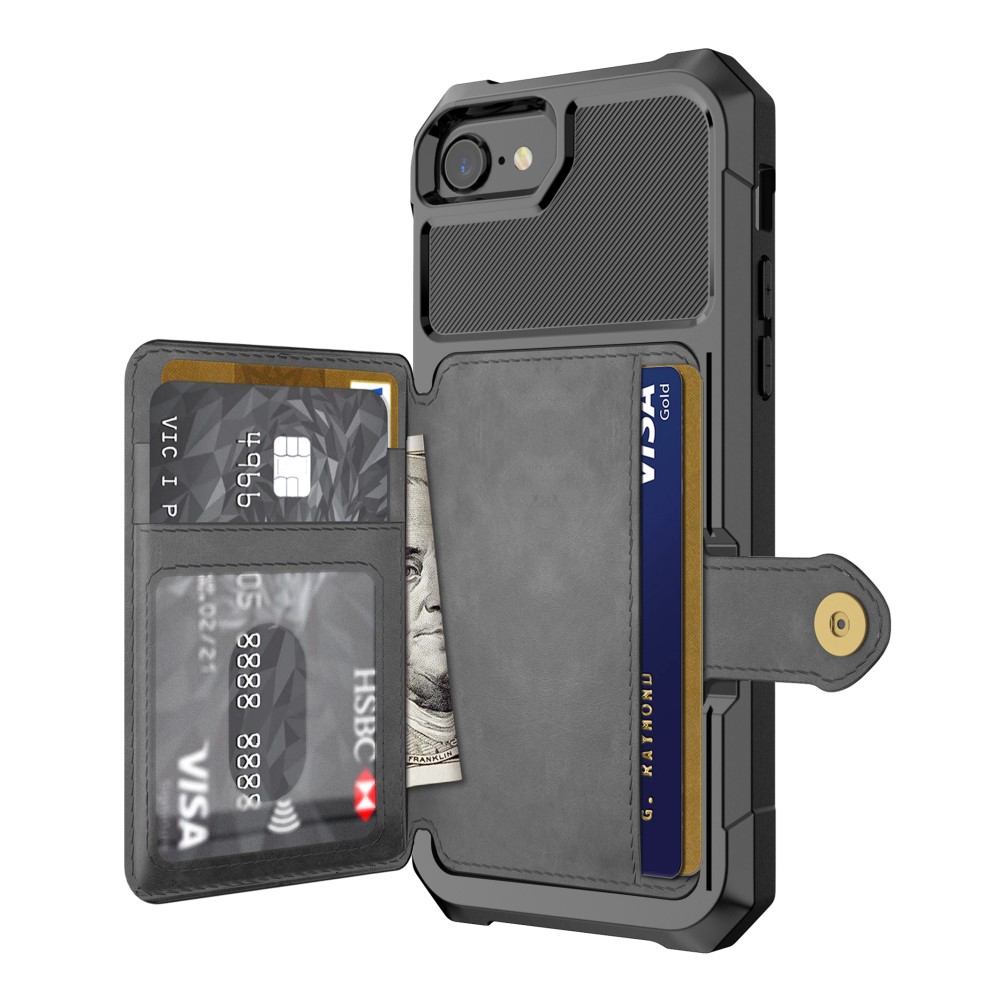  iPhone 6/6S/7/8/SE (2020/2022) - Skal Med Magnetiskt Plånbok - Svart