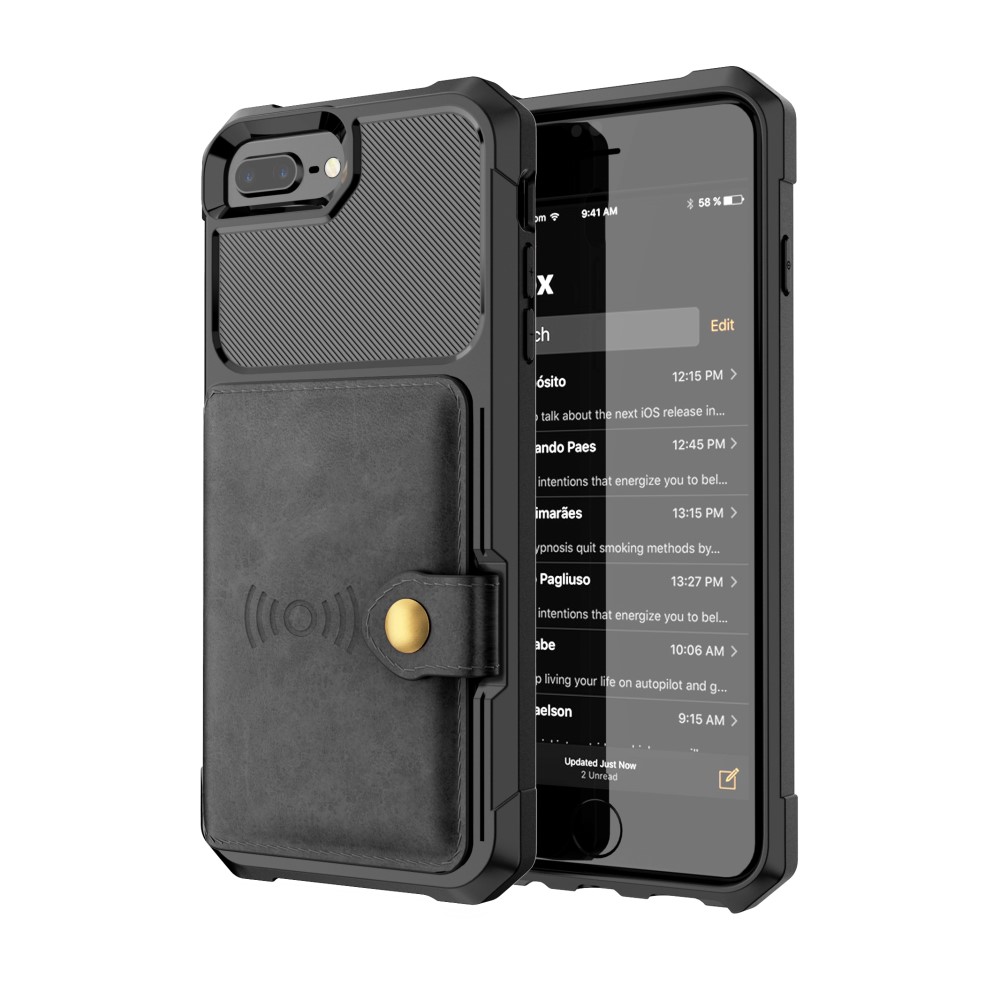  iPhone 6/6S/7/8 Plus - Skal Med Magnetiskt Plånbok - Svart