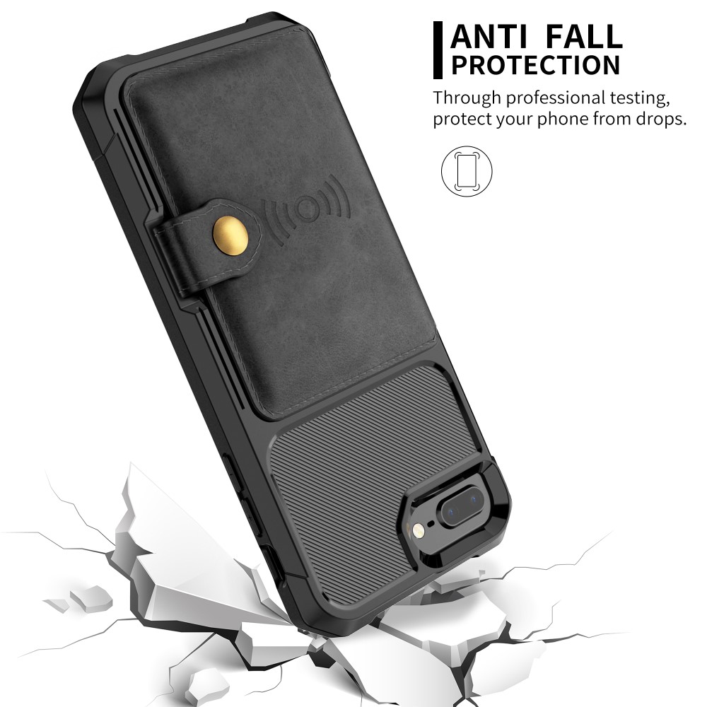  iPhone 6/6S/7/8 Plus - Skal Med Magnetiskt Plånbok - Svart