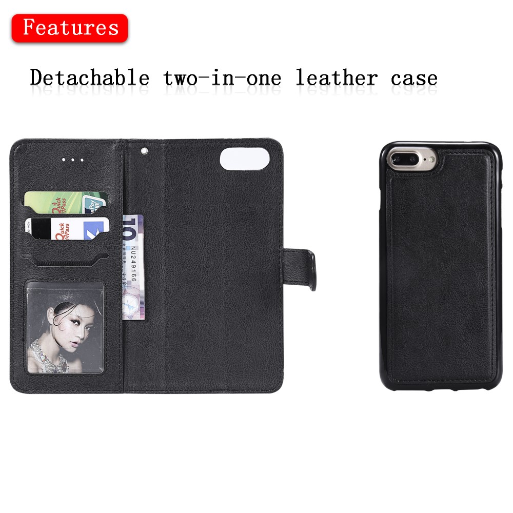  iPhone 6/6S/7/8 Plus - 2in1 Magnet Skal / Plånboksfodral - Svart