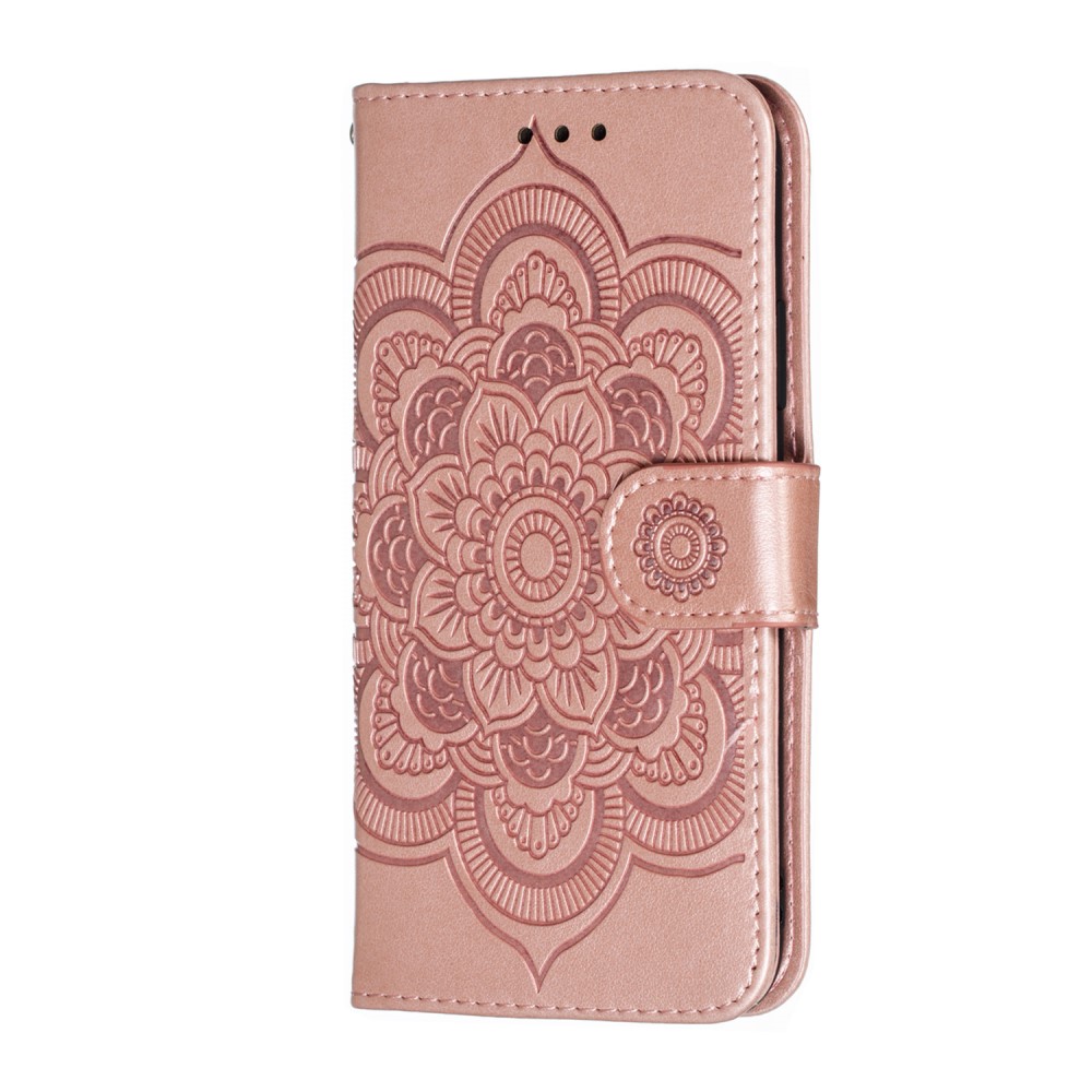  iPhone X/Xs - Mandala Läder Fodral - Roséguld