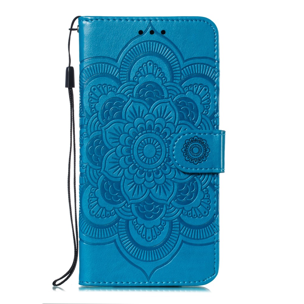  iPhone X/Xs - Mandala Läder Fodral - Blå