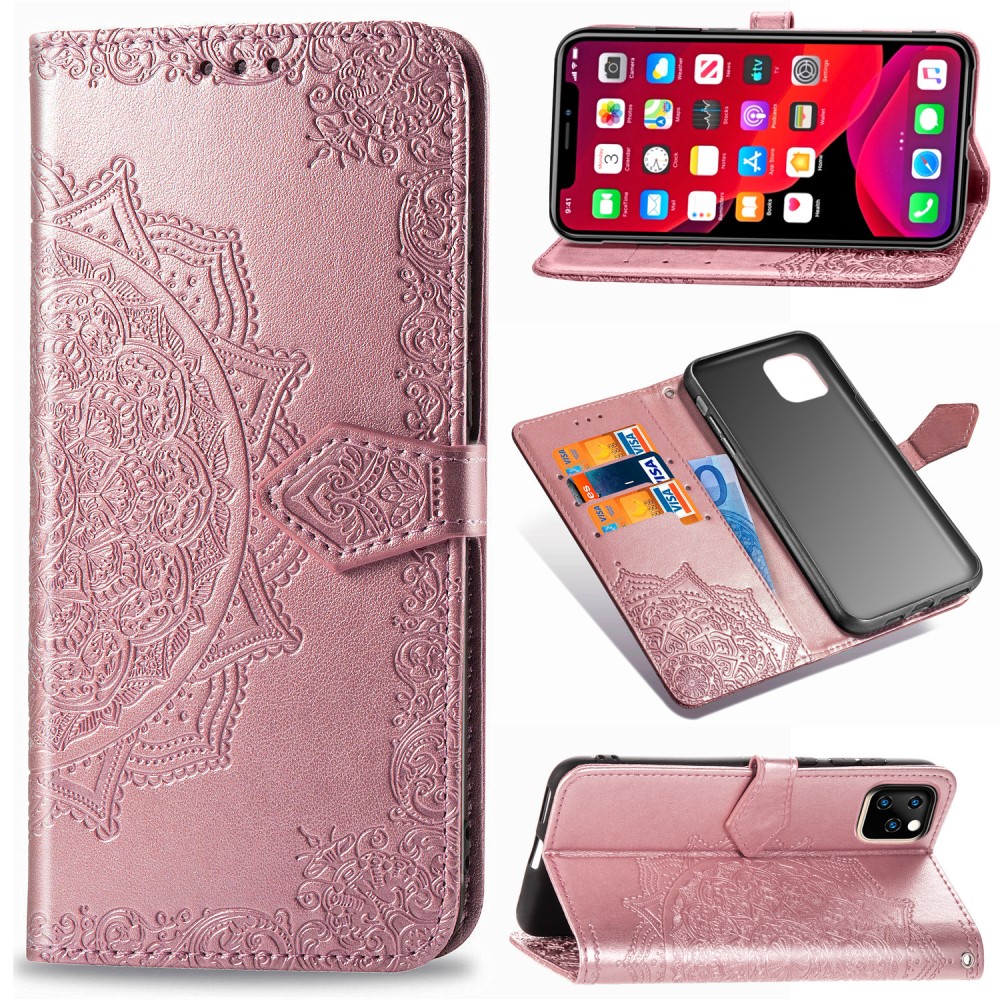  iPhone 11 Pro Max - Mandala Läder Fodral - Roségul