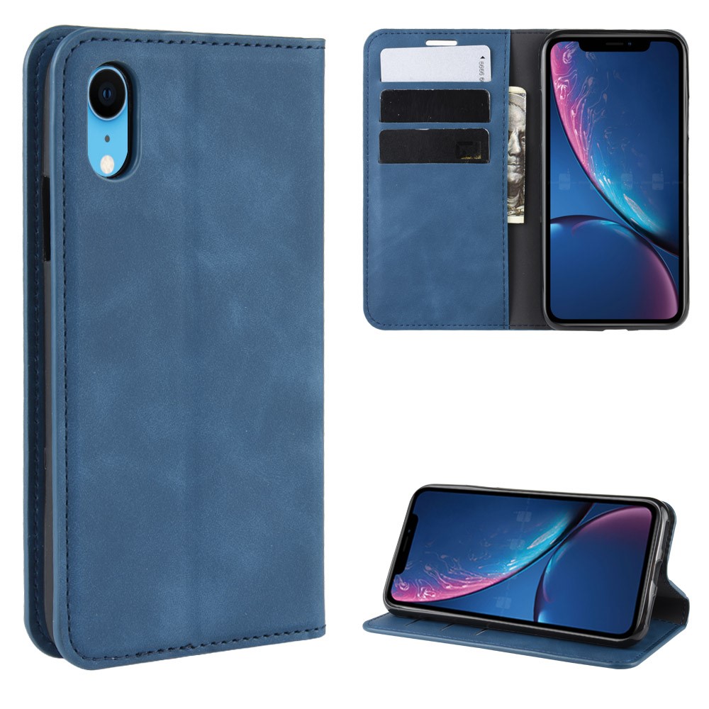  iPhone XR - Silkeslent Läder Fodral - Blå