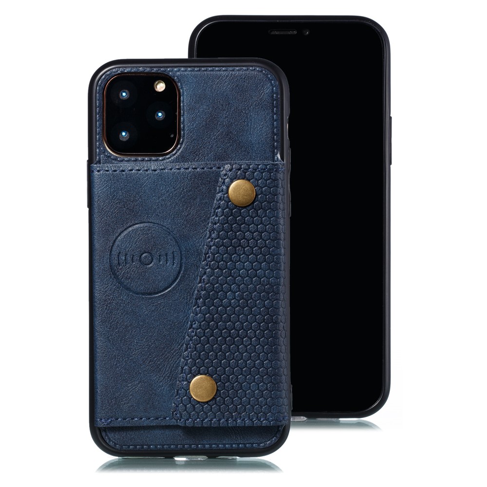  iPhone 12 Pro Max - Läder Skal Med Kortfack Och Magnet - Blå